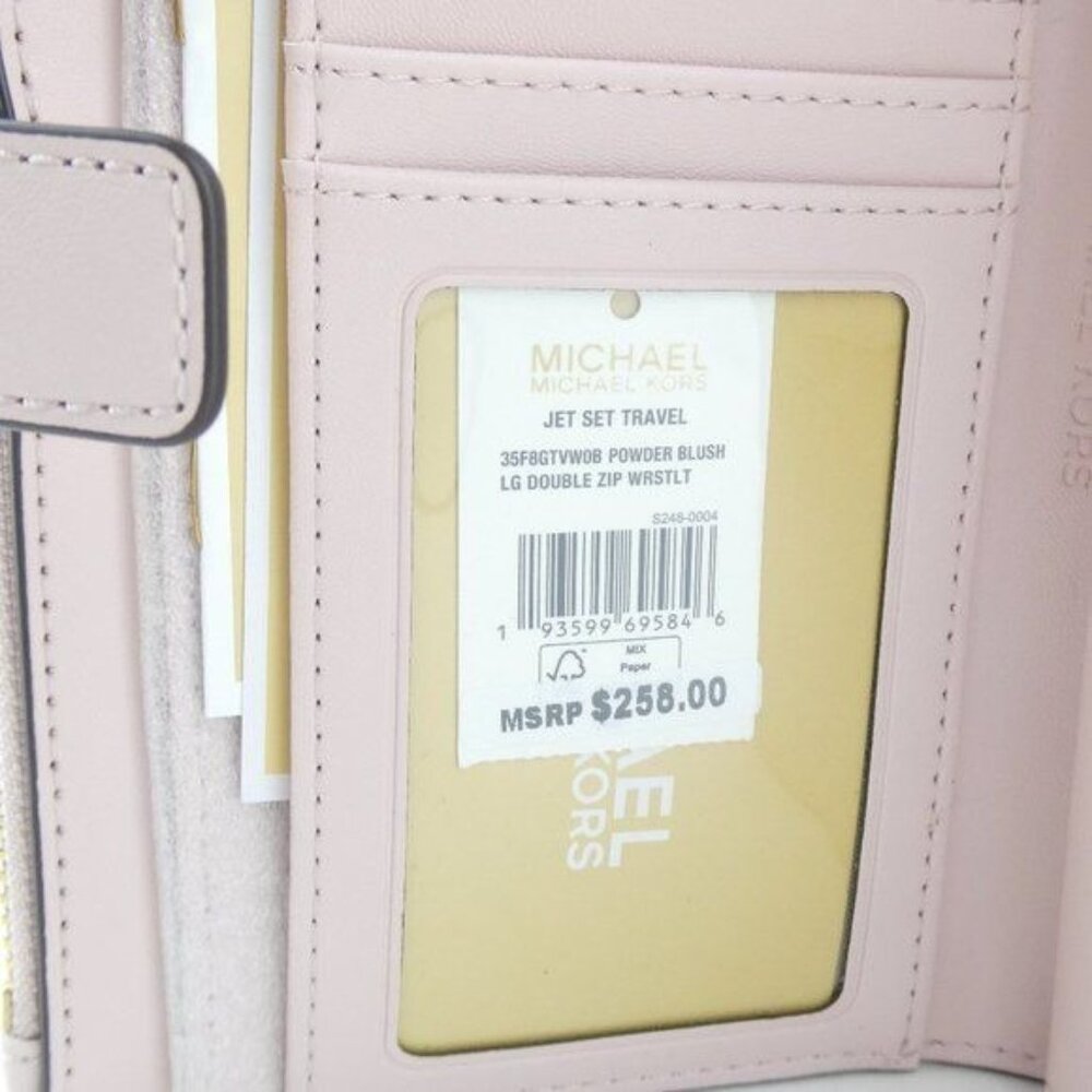 Michael Kors Powder Blush Jet Set Travel Large Double Zip Wristlet NWT - Picture 5 of 5